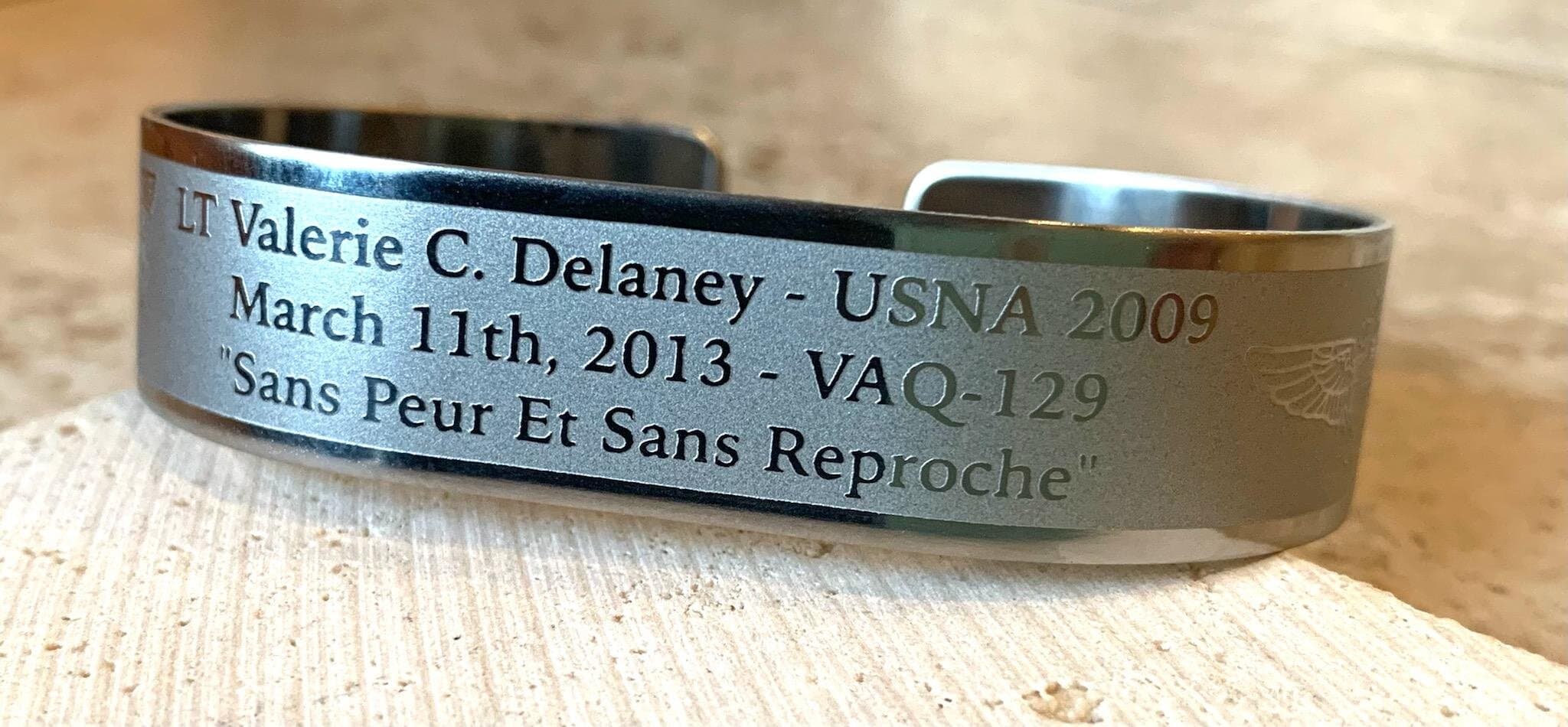 Memorial bracelet honoring LT Valerie C. Delaney (USNA '09)