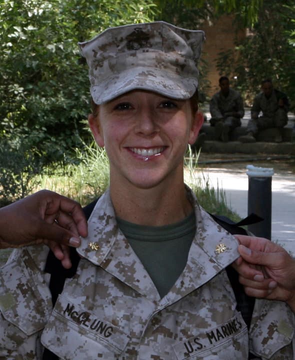 Memorial portrait of Maj. Megan M. McClung (USNA '95)
