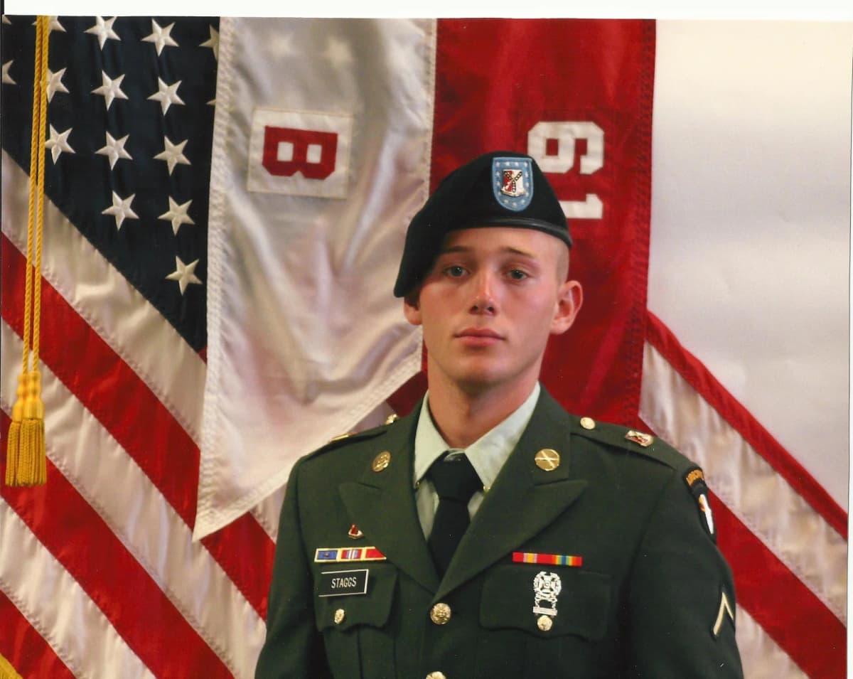 Memorial image honoring PFC Austin G. Staggs