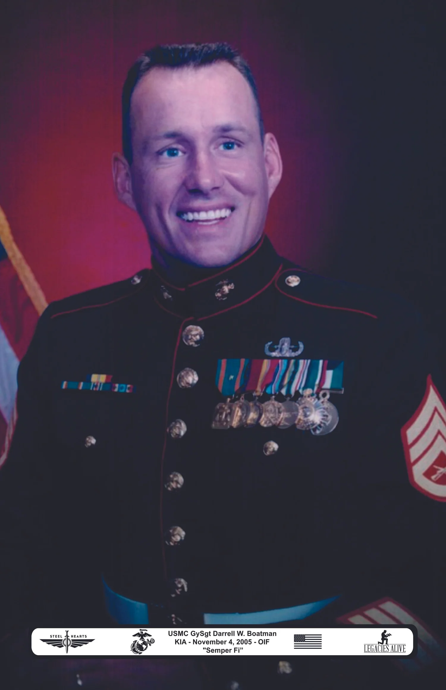 Memorial image honoring Marine Gunnery Sgt. Darrell W. Boatman