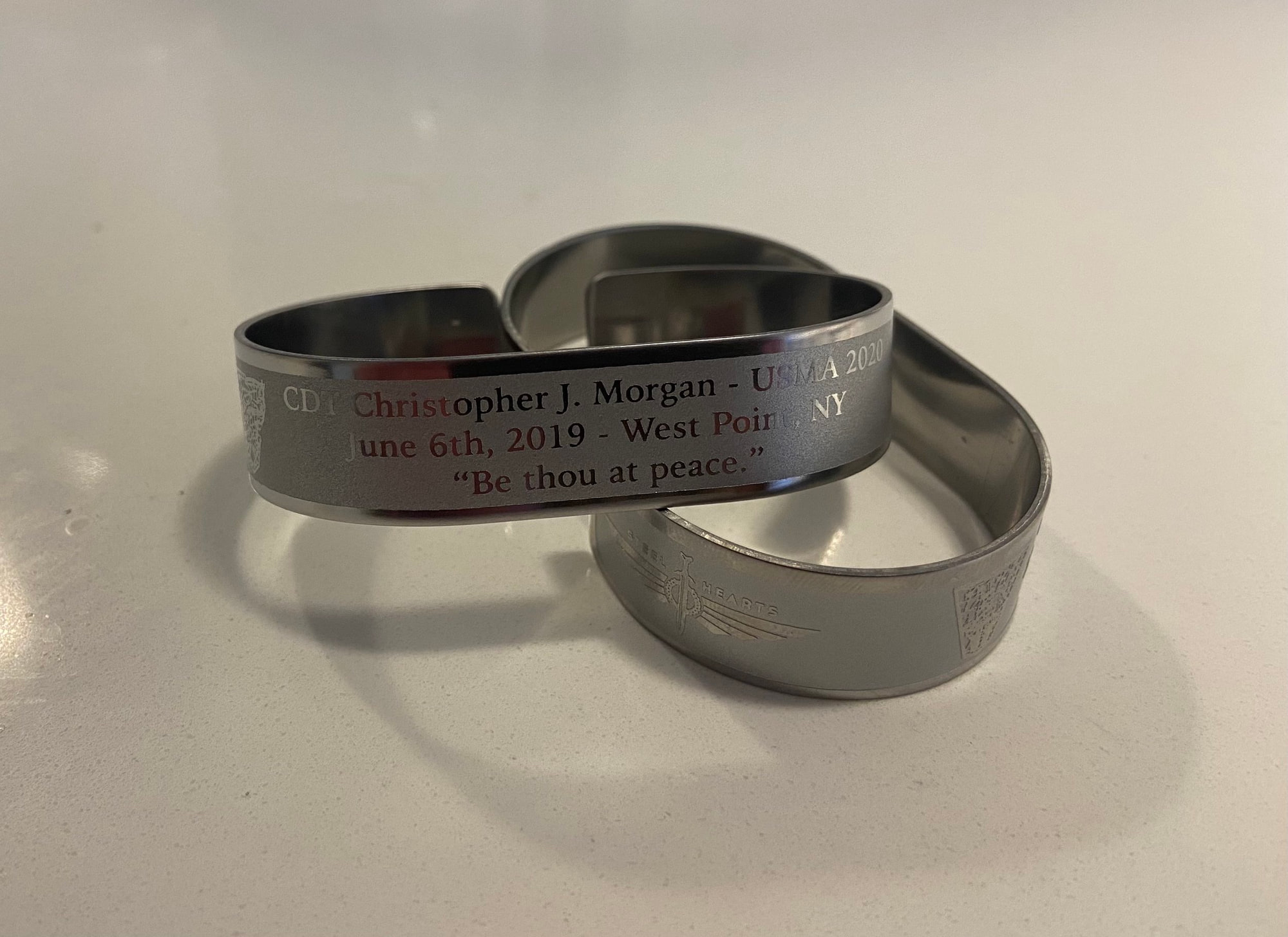 Memorial bracelet design for CDT Christopher J. Morgan (USMA '20)